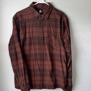 Men's Brown Plaid Casual Button Down Shirt